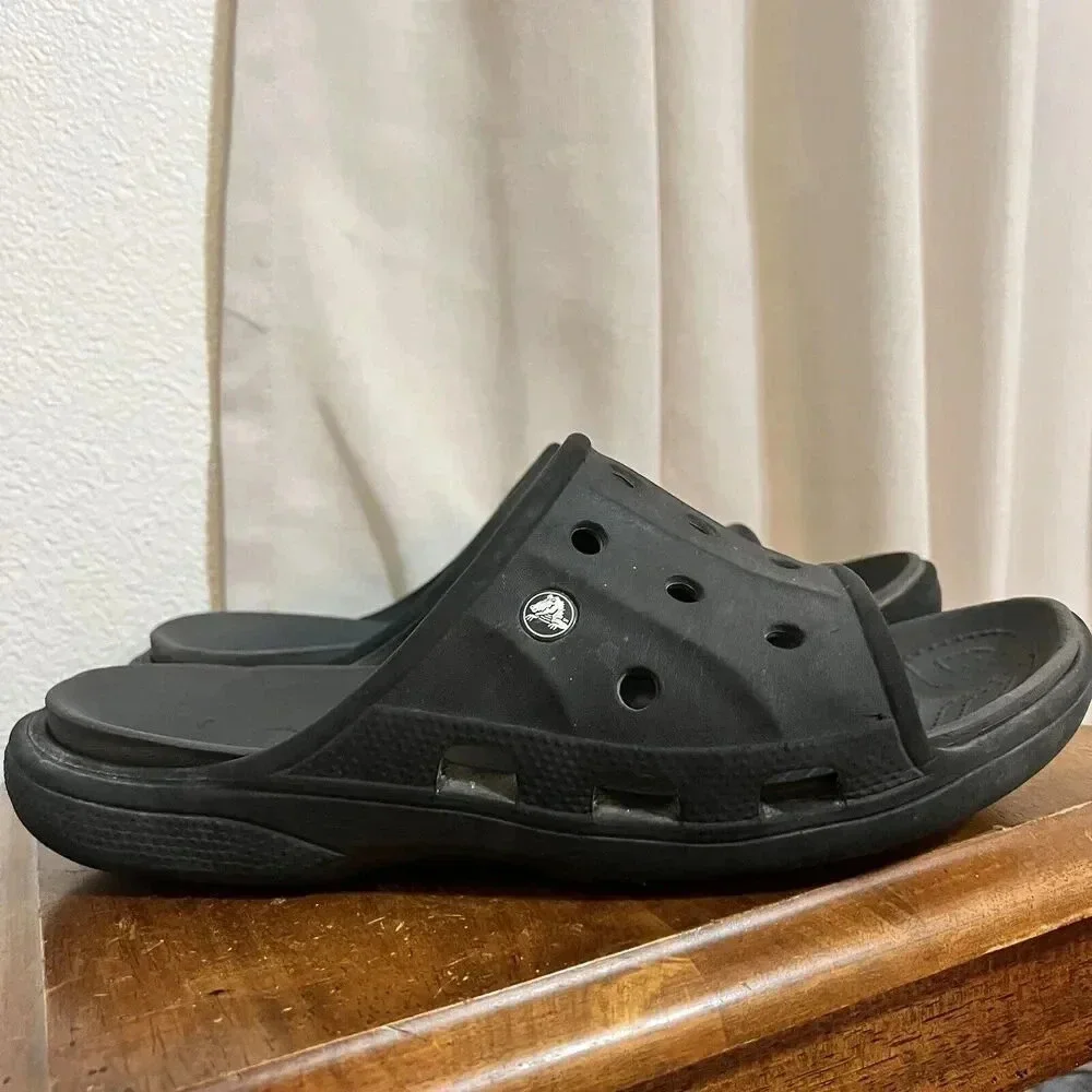 Crocs Classic Slides Baya II Comfort Black Mens 12 Womens 14‎ Non Slip Grunge